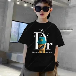 2024 Boys Girls Children Baby New Vintage Kids Hoodie Luxury Fashion Bear Print Cotton Tees Casual Daily Kawaii Tshirt Free Tops