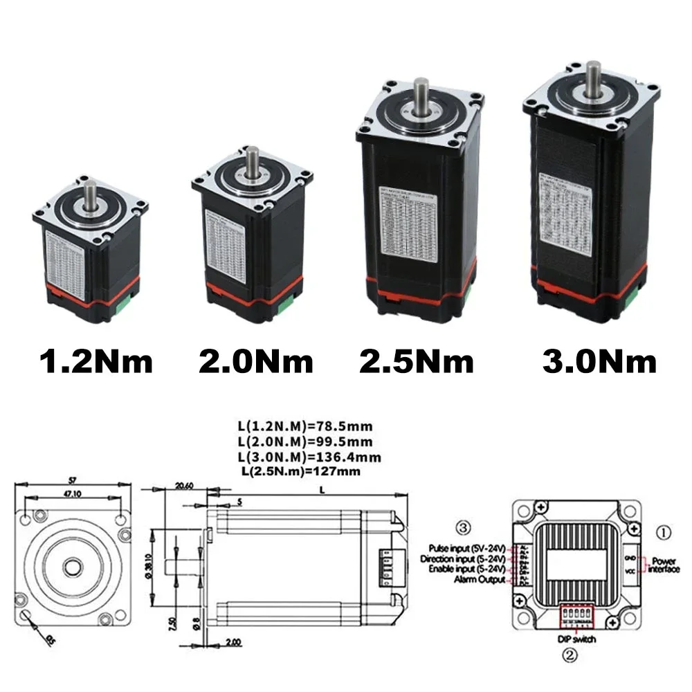 Nema23 24VDC Motor Driver All-in-one Integrated Closed Loop Stepper Motor with Encoder Hybrid Servo Motor for Semiconductor