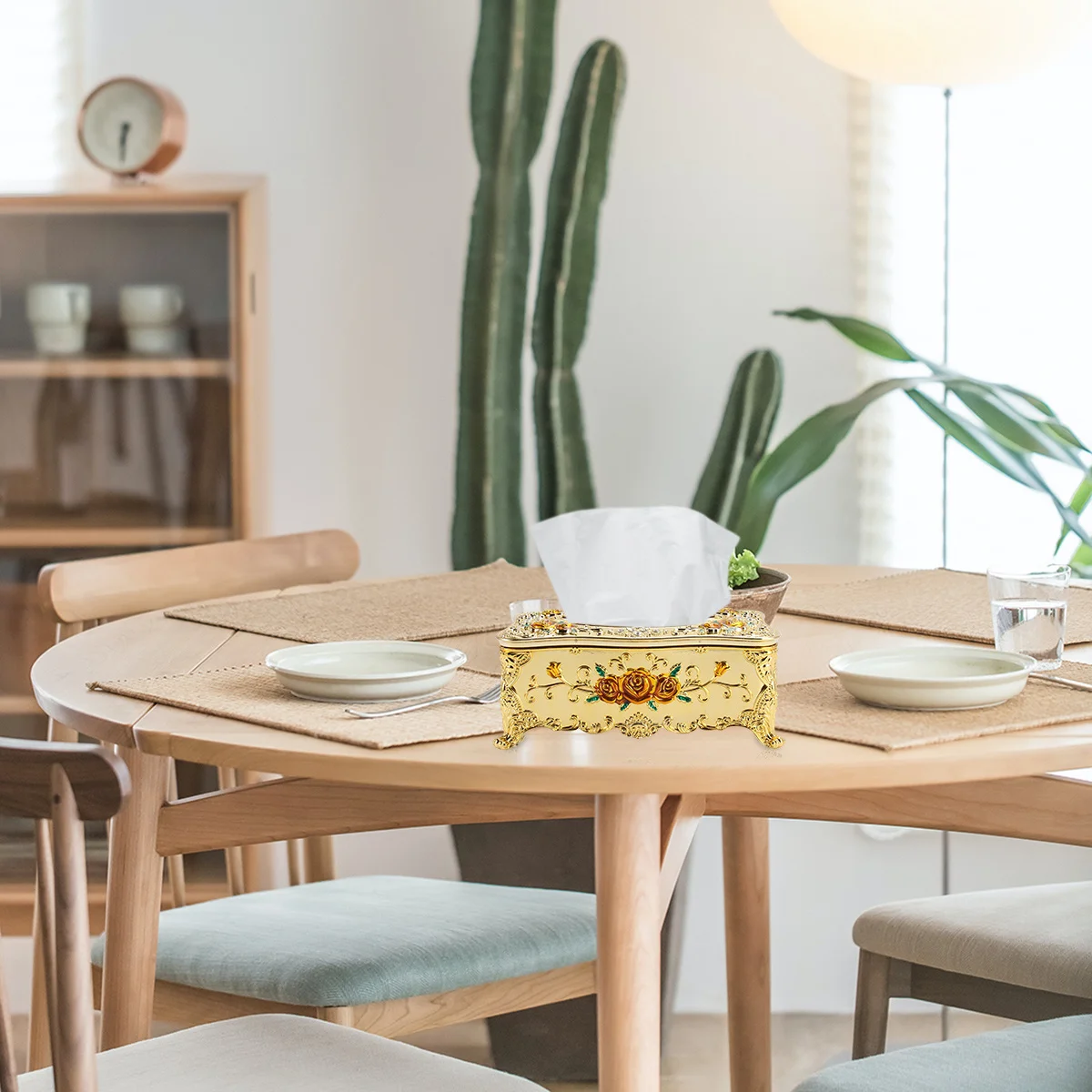 

Rose Pattern European Style Napkin Case For Home Car Office High-End Tissue Box Household Napkin Holder Decorative Paper Towel