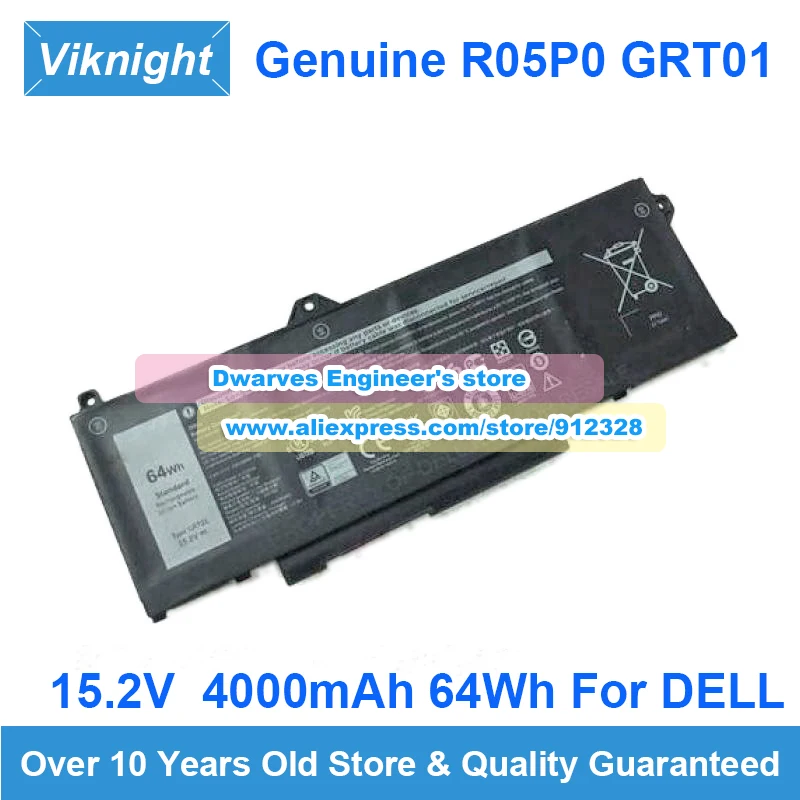 

Genuine 15.2V 64Wh 4000mAh Battery R05P0 GRT01 For DELL Precision 15 Series Precision 15 3561 3571 Laptop Battery