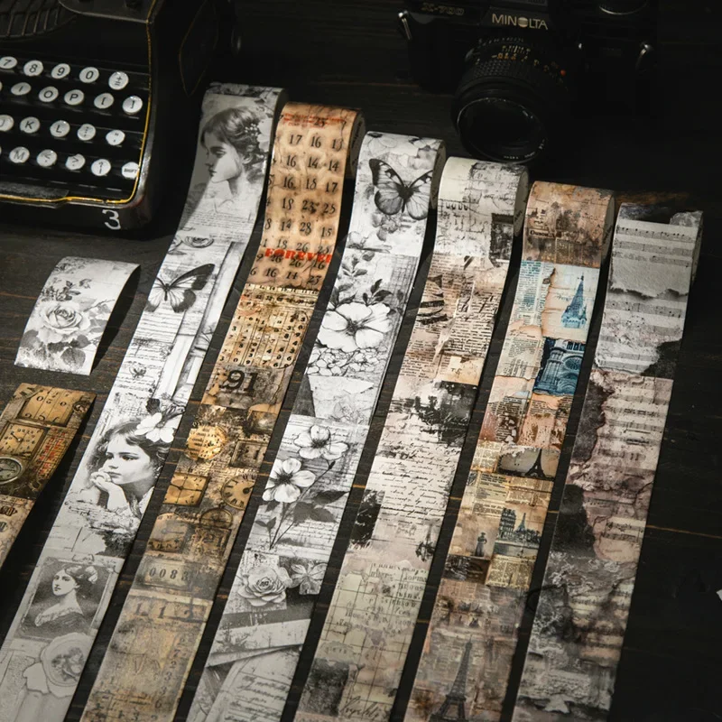 

1pack/2pack Scroll & Manuscript Themed Decorative Tape - 6 Unique Designs for Artistic Layouts
