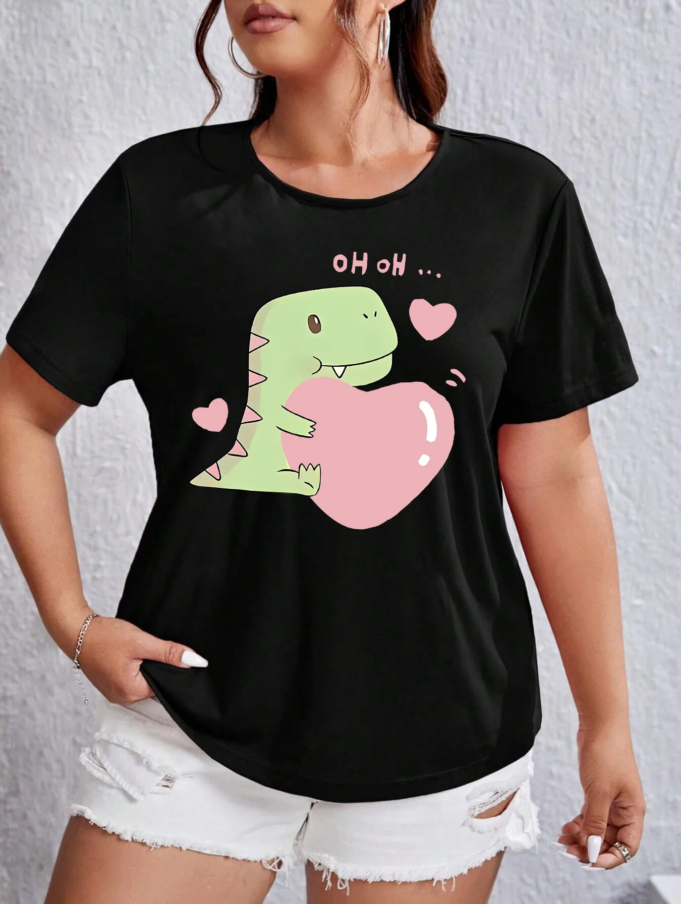 

Cute Dinosaur Graphic Printing Summer Autumn Winter Pure Cotton Men's and Women's T-shirts Short Sleeves Luxury Outdoor Sports