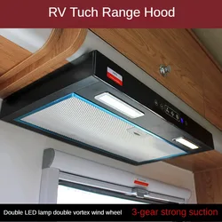 Campana extractora para vehículo RV, campana extractora de cocina, Interruptor táctil con luz Led, limpieza extraíble, Camper, caravana, Mini campana extractora, 12V