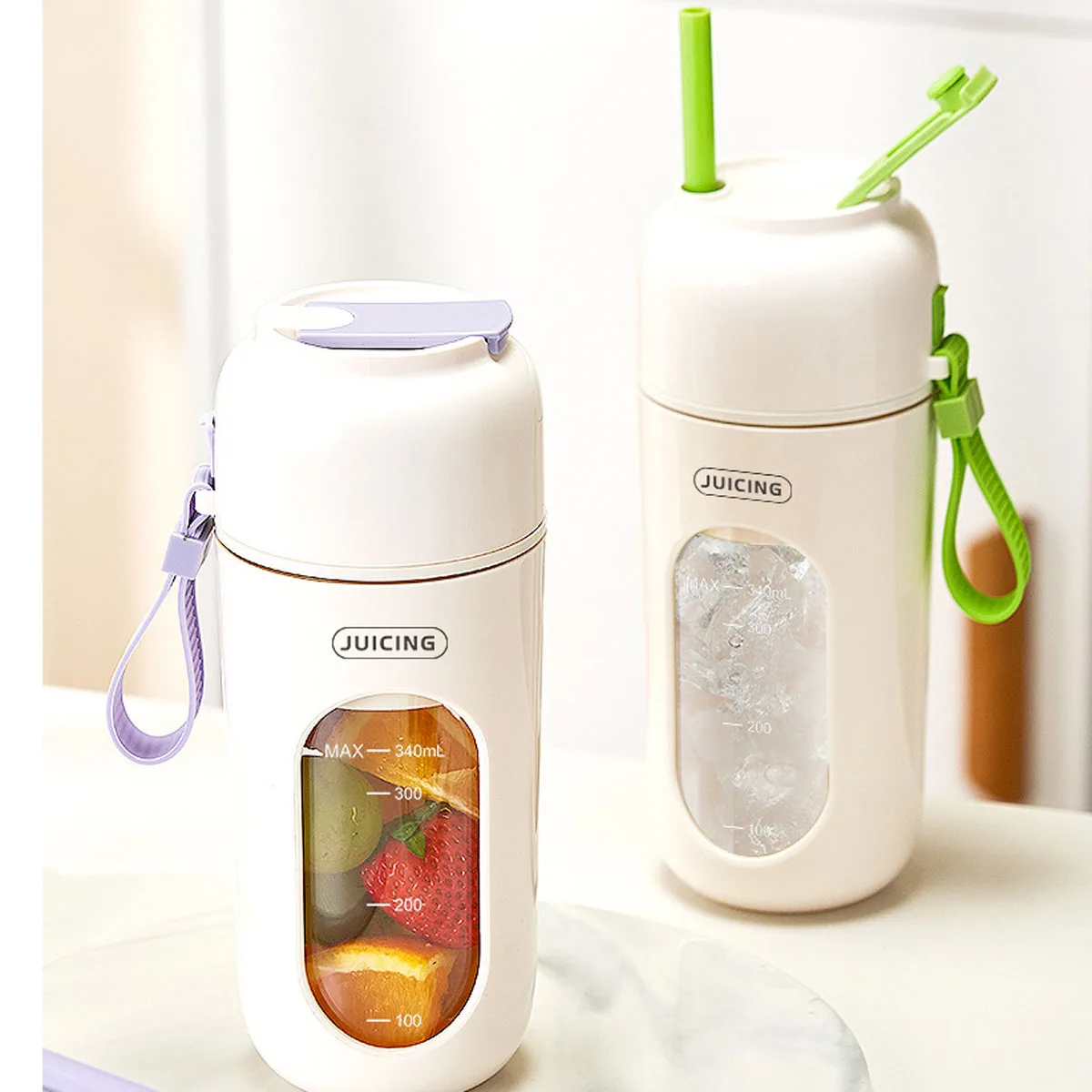 Portable Cup Juicer 12 Blades 2 Motors 1500mAh*2 Small Home Electric Fruit Blender Wireless Automatic Juicer for Smoothies