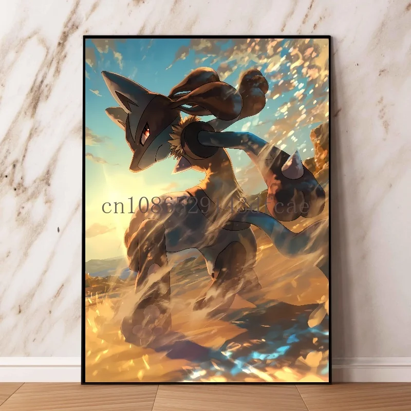 Pokemon Classic HD Canvas Painting Anime Figures Lucario Poster