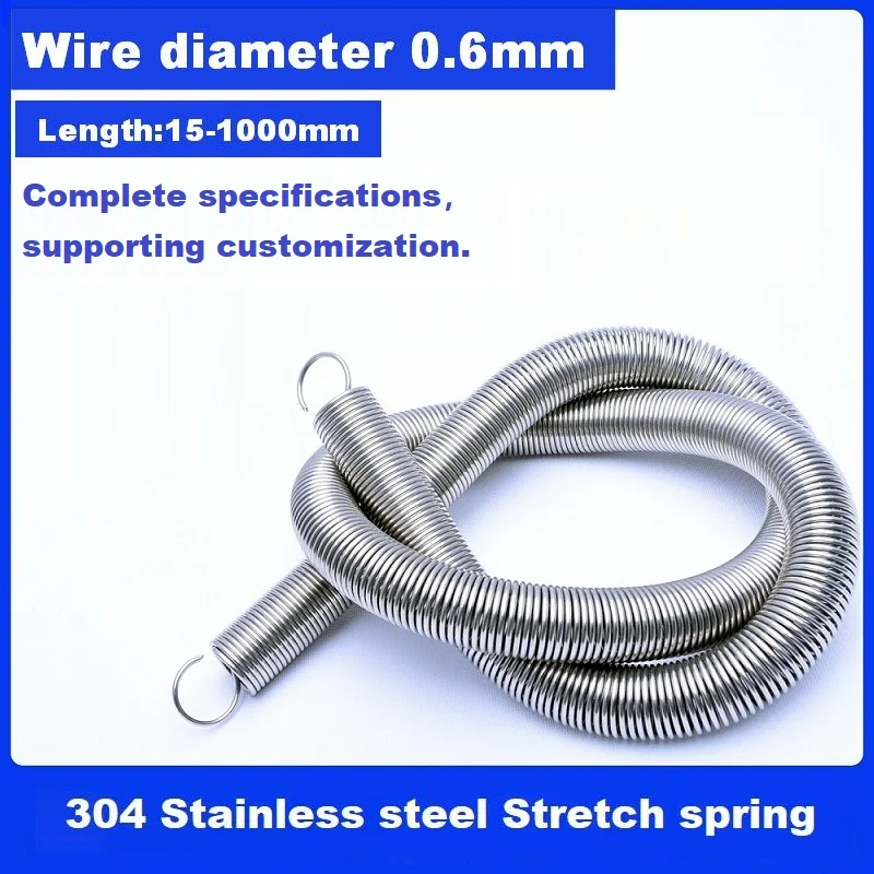 

Length120-1000mm,Wire Dia0.6mm 304 Stainless Steel tension Springs,Hook Extension Spring extended version