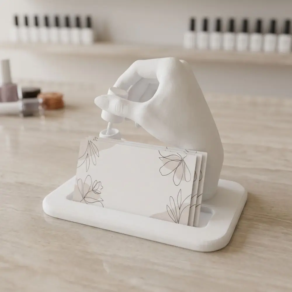 Nail Art Nail Tech Hand Card Holder Integrated Base Card Slot Salon Business Card Holder Funny Minimalist Beauty Salon Card Rack