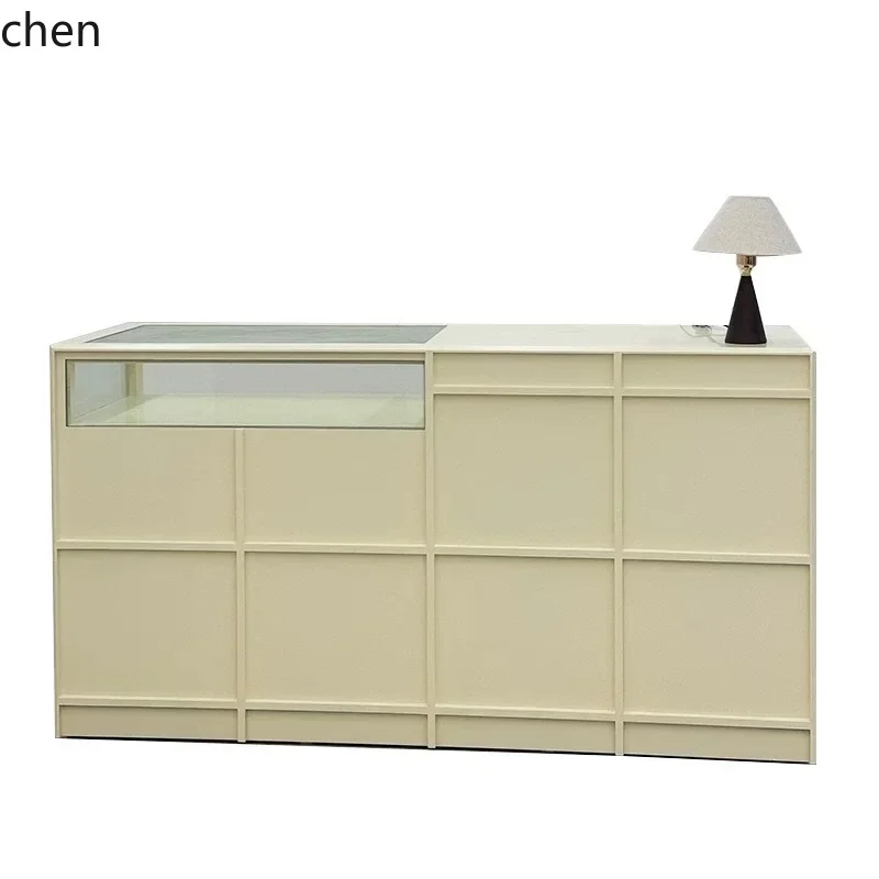 7.16-c13  Clothing Store Island Table Shop Lacquered Glass Island Counter Women's Flow Table Display Table Integrated Setup