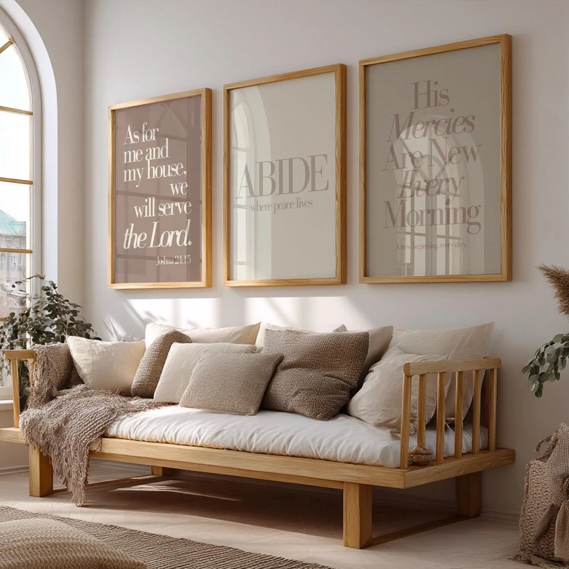 3pcsModern Christian Neutral Greige Bible Verse Wall Art Print Canvas Painting Poster Picture For Living Room,Bedroom Home Decor