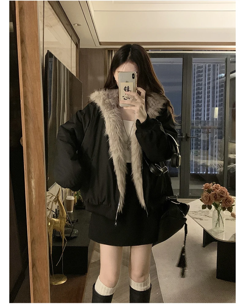 Two-sided Wear Imitation mink velvet Fur Hooded Cotton Padded Jacket Fashion New Winter Jackets Women's Short Loose Coats Trend 140 S3a5ec177725f4ffba0f7f5412447f6cbi
