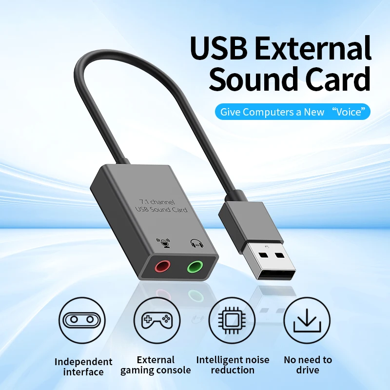 

WITCHEE Sound Card External 3.5mm USB Adapter USB to Microphone Speaker Audio Interface for PS4 Laptop Computer USB Sound Card