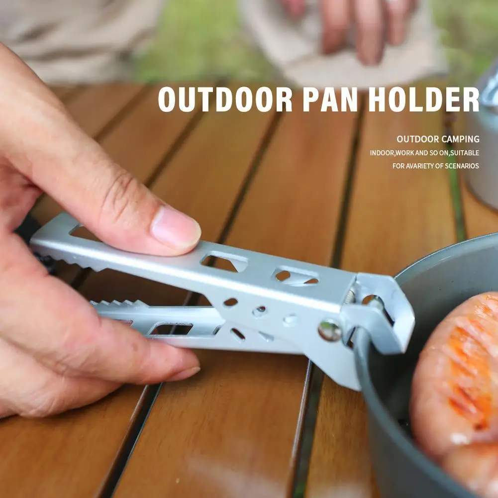 Outdoor Camping Anti-Scald Pot Pan Bowl Gripper Aluminum Alloy Folding Handle Hiking Camping Picnic Barbecue Cooking Cookware