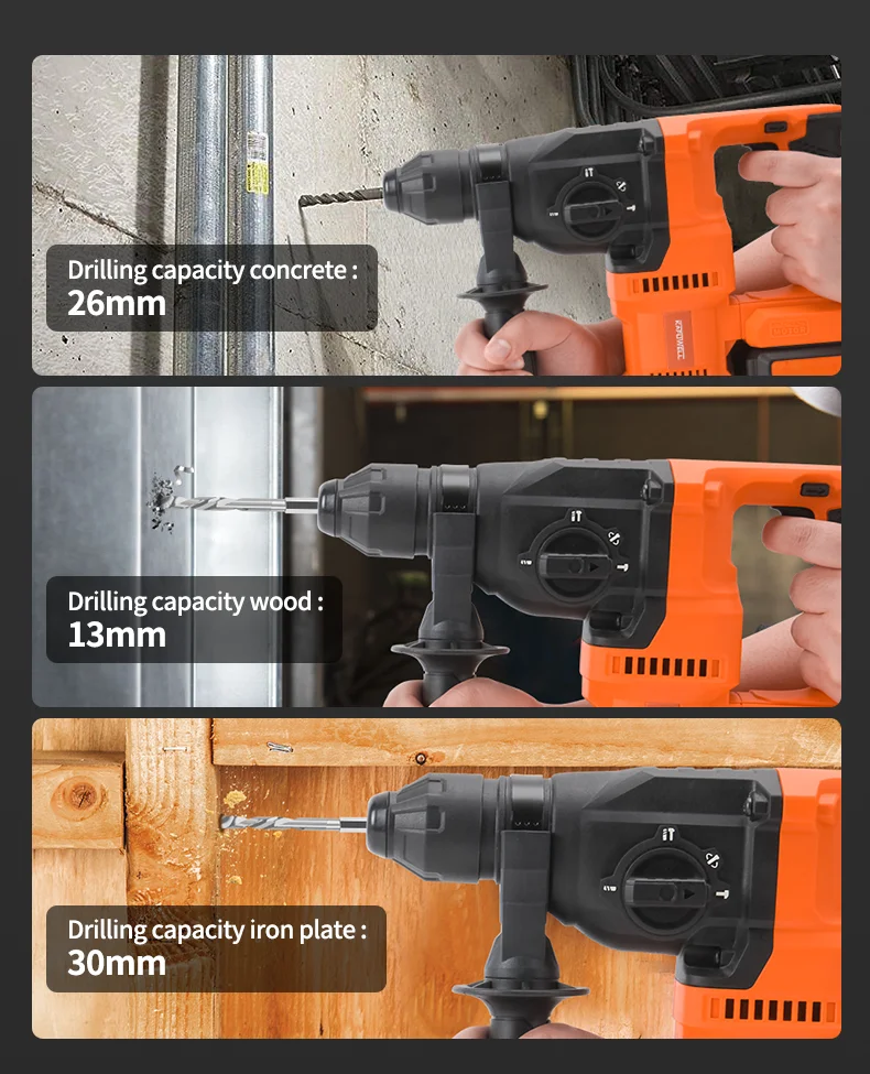 2024 Tool box rechargeable lithium 24v drill machine hammer price For Concrete Drilling Battery powerful drill