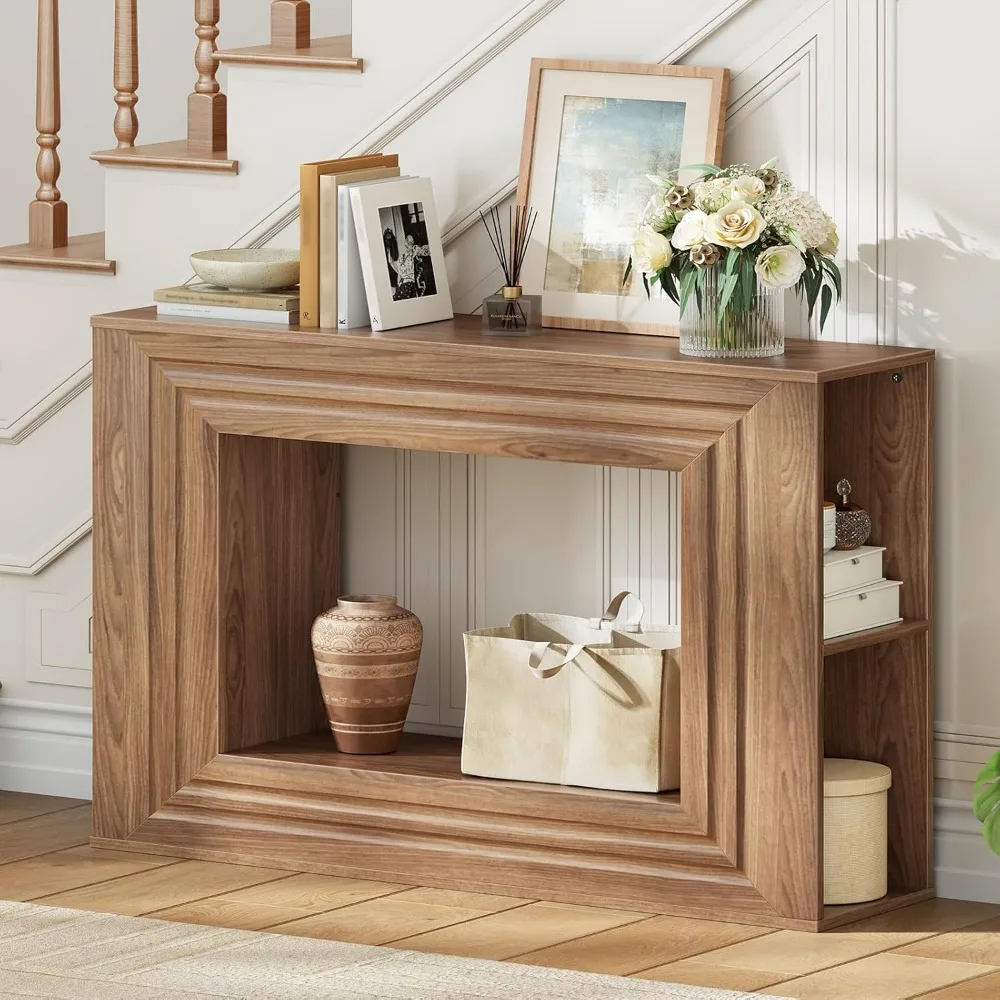 طاولة صوفيا 43.3 طويلة، طراز المزرعة، وحدة تحكم رف تخزين لخلف الأريكة، مثالية للمدخل والممر #3