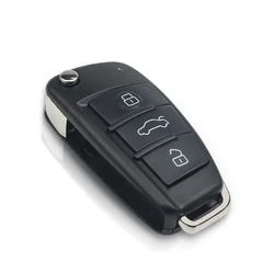 KEYYOU No Blade 3 Button Folding Flip Remote Car Key Shell Case For AUDI A2 A3 A4 A6 A6L A8 TT Key Fob Case Replacement