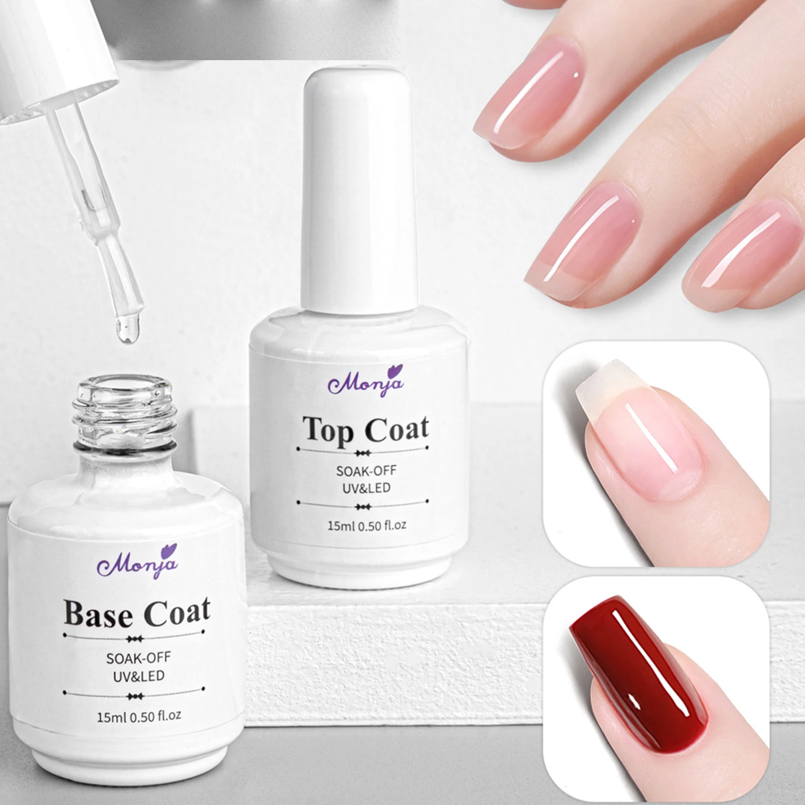 Nail Art Basis- und Top-Coat-Nagelgel, waschfrei, gesunde Inhaltsstoffe, Nagelspitzen, Klebergel für Anfänger, Nagelstudio-Übungen MIAO