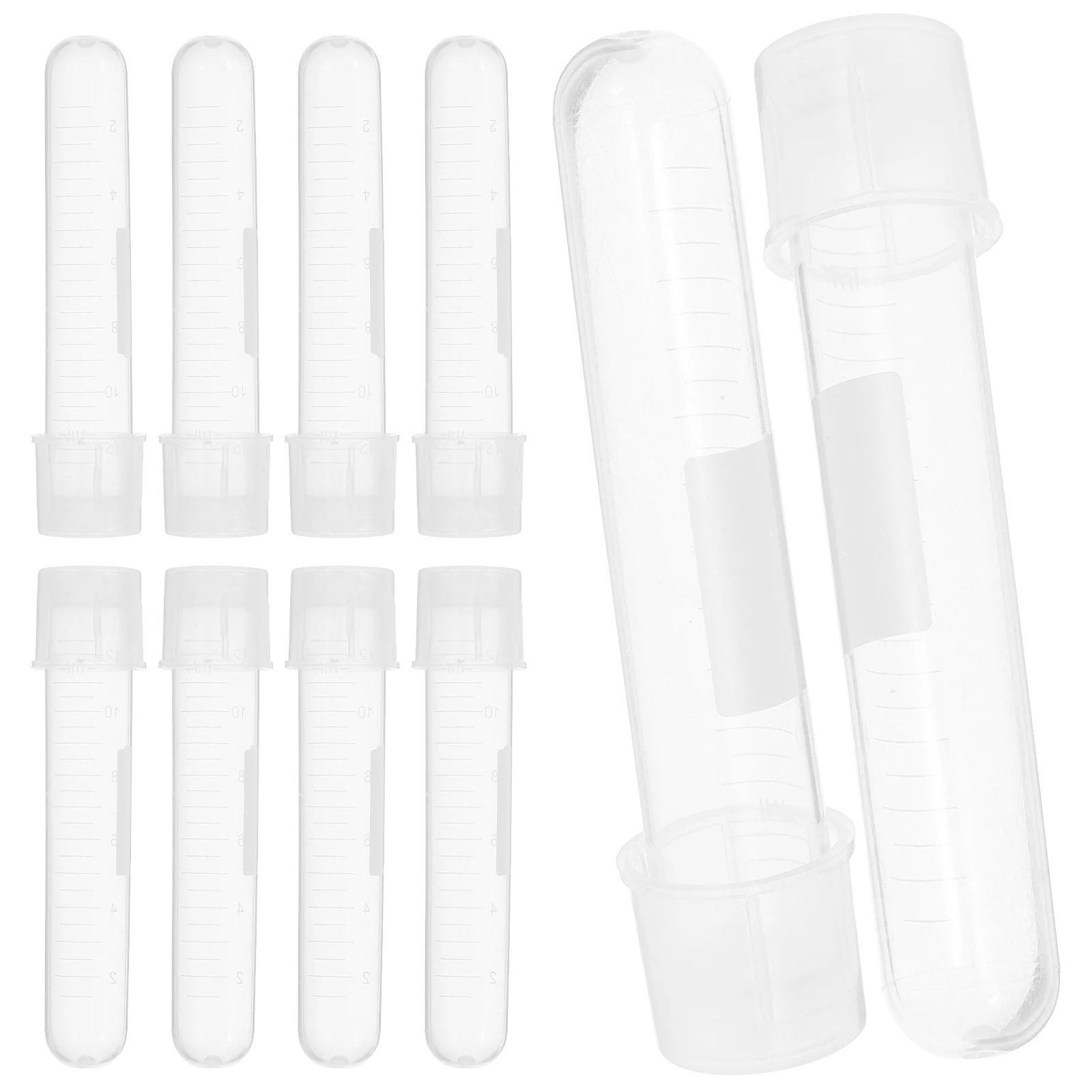 

10 Pcs 12ml Graduated Culture Tubes Plastic Caps Storage Screw Top Laboratory Sample Conical Bottom Tubes Test Tube With