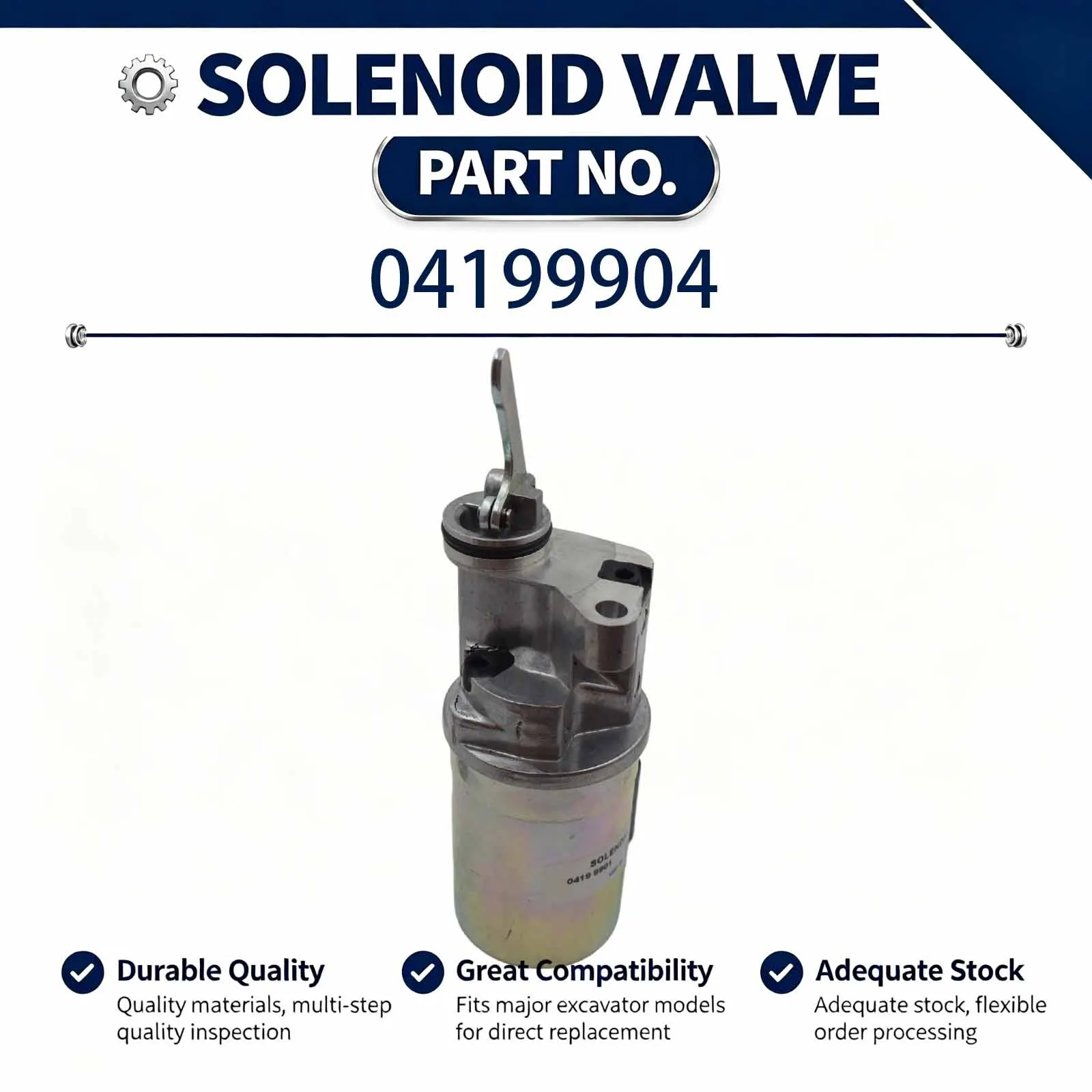 24V Solenoid valve 04199904 Compatible for Volvo Backhoe Loader BL61 BL71 BL61 PLUS BL71 PLUS BL60 BL70 Eng