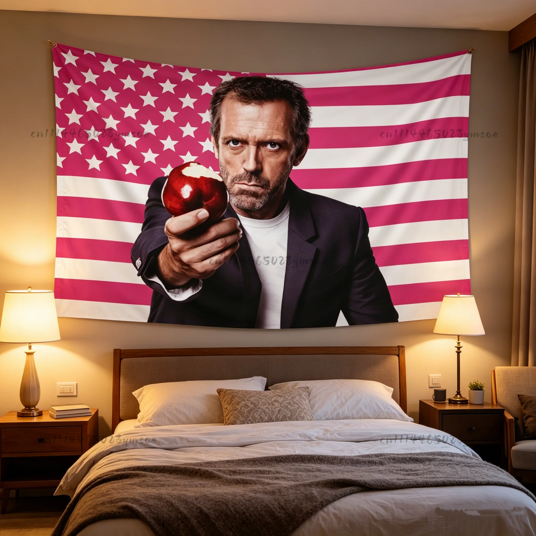 Dr. House American Flag Pink Tapestry TV Show Wall Art Tapestries Decoration Aesthetic Bedroom Dormitory Backdrop Cloth Fan Gift