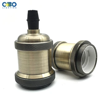 Vintage Edison Lamp Base Aluminum Pendant Bulb Retro Decorative Light Fittings Lamp Head Light Socket 5 Color E27 Lamp Holder