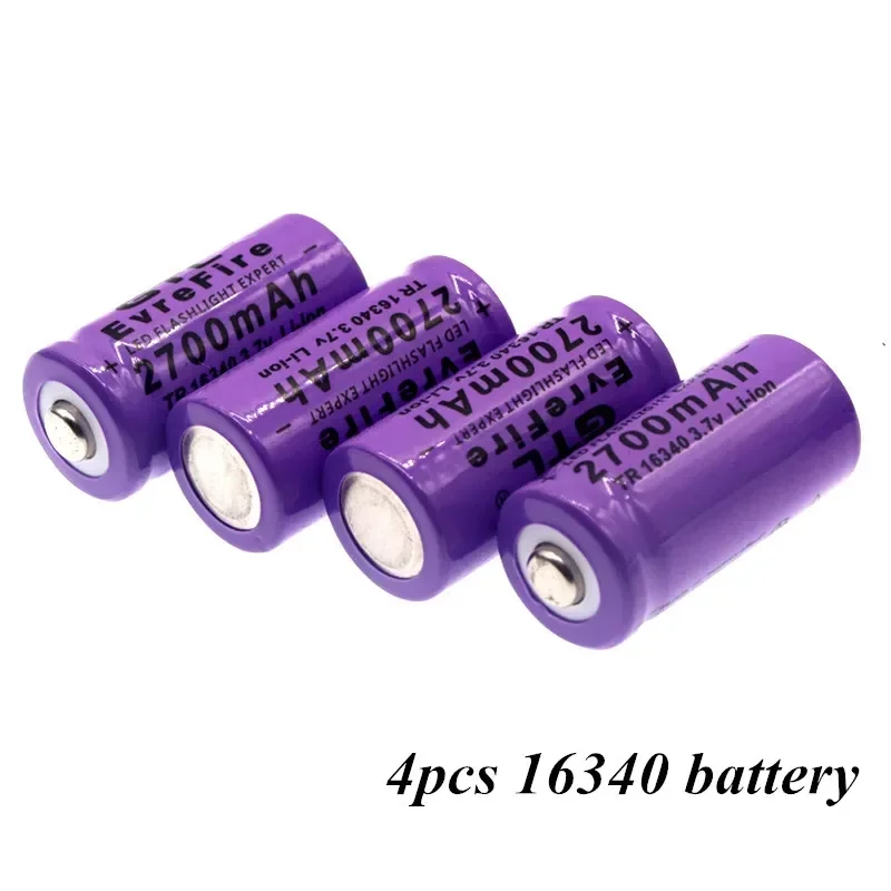 2021 original 16340 Battery CR123A 16340 Battery 2700mAh 3.7V Li-ion Rechargeable Battery+16340 Charger