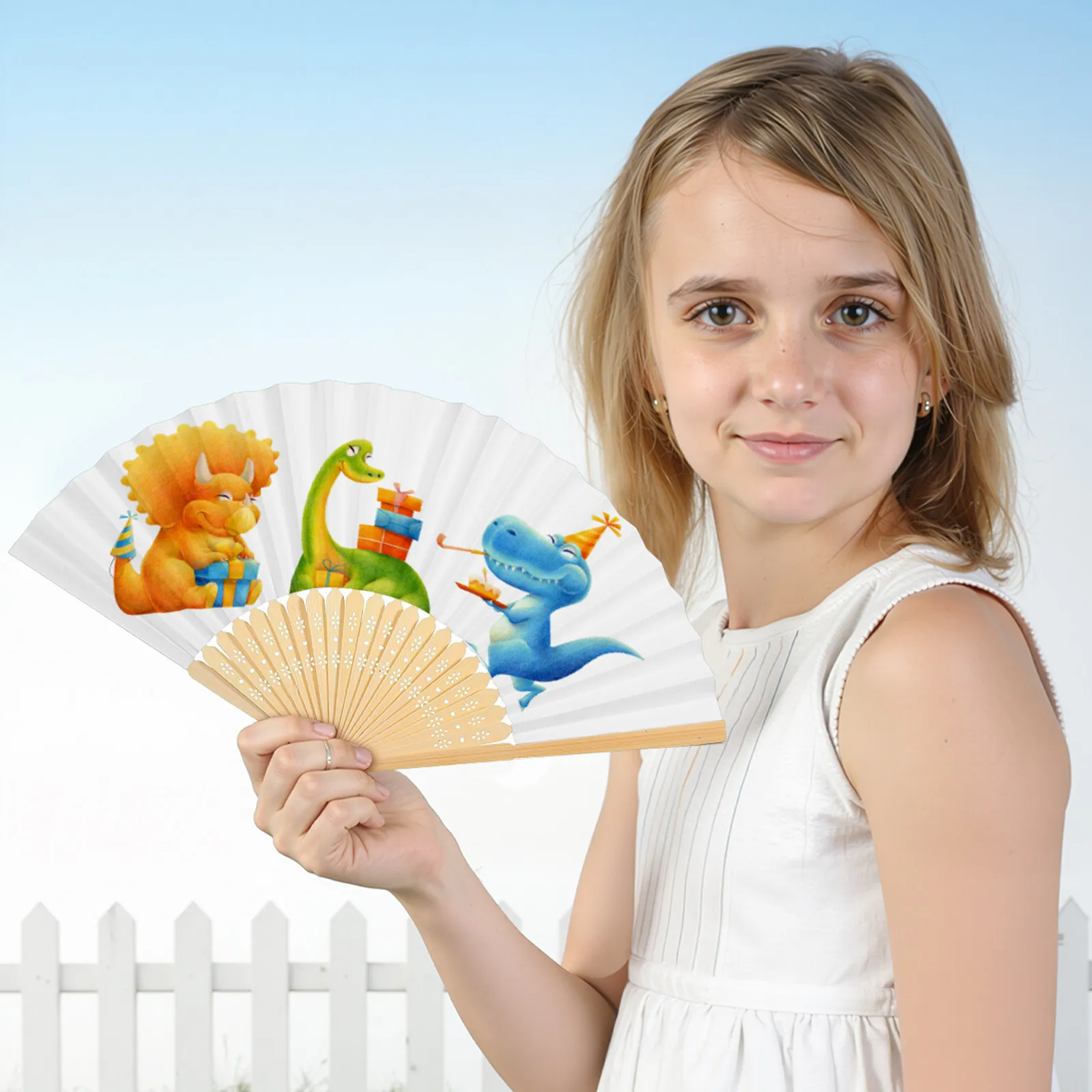 8Pcs Creative DIY Painting Folding Fans for Blank Paper Hand Fans Art Craft Drawing Practice Educational Fun Home