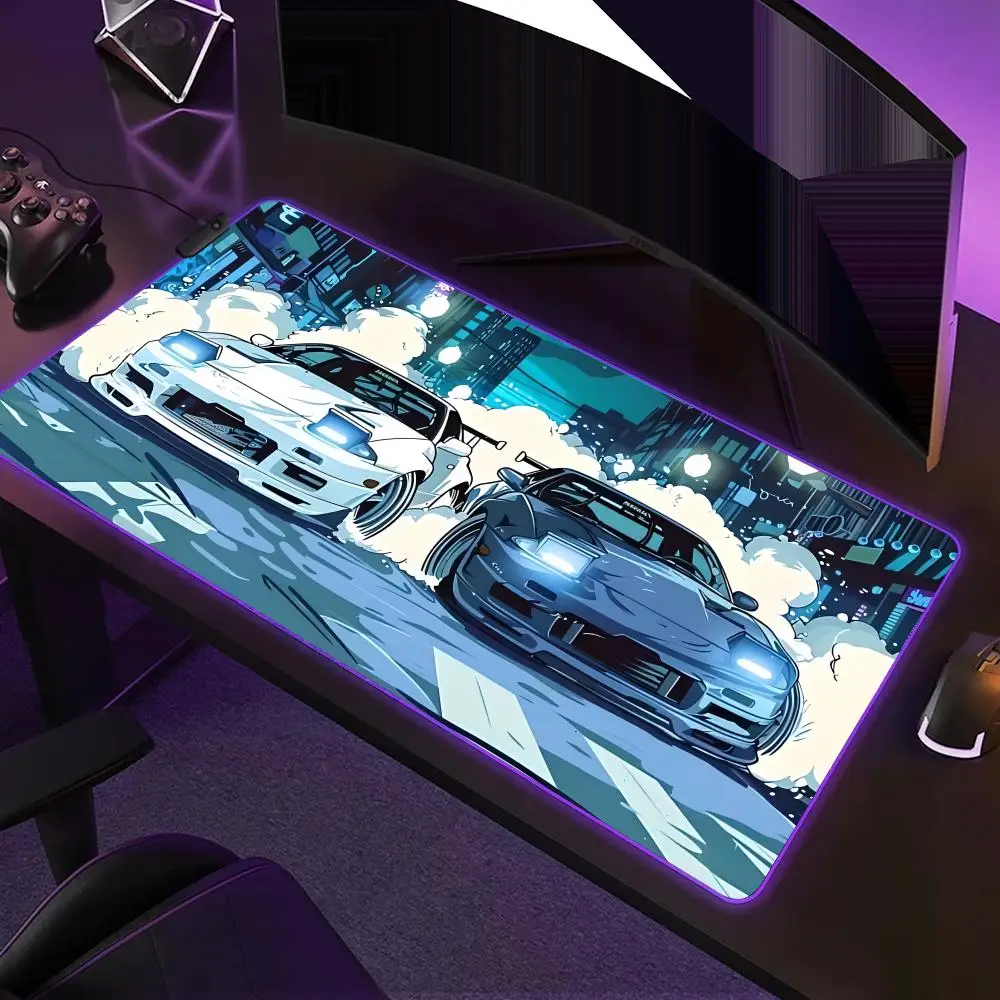 

Anime Sports Car Mouse Pad XXL RGB Game Mouse Pad HD Gamer Accessories LED Luminous Mouse Pad with Backlight Computer Carpet