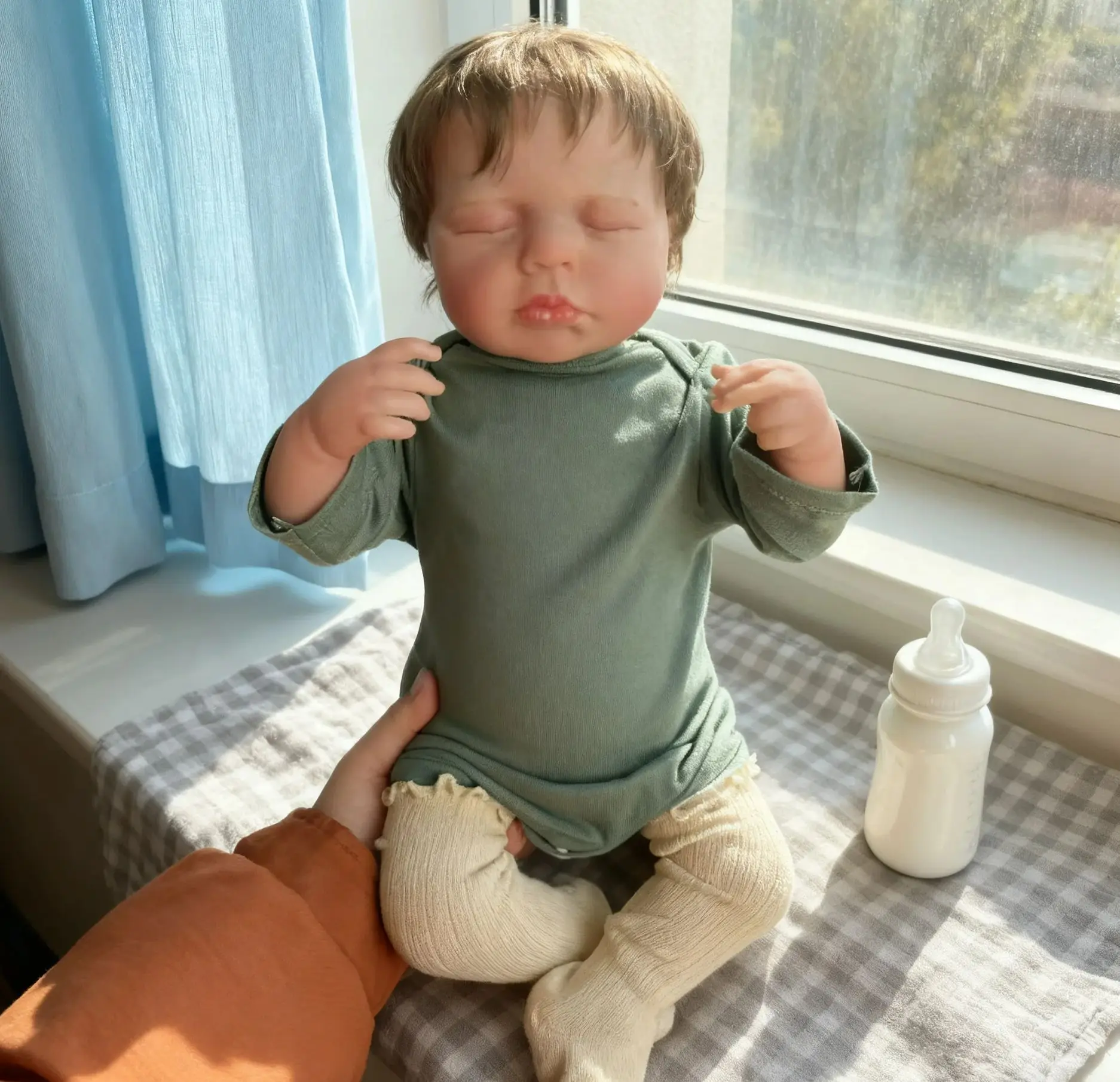 48 سنتيمتر نابض بالحياة تولد من جديد دمية LouLou مع كامل الفينيل الجسم عيون قريبة اليد الجذور الشعر ثلاثية الأبعاد الجلد مرئية الأوردة تحصيل دمية طفل Gi