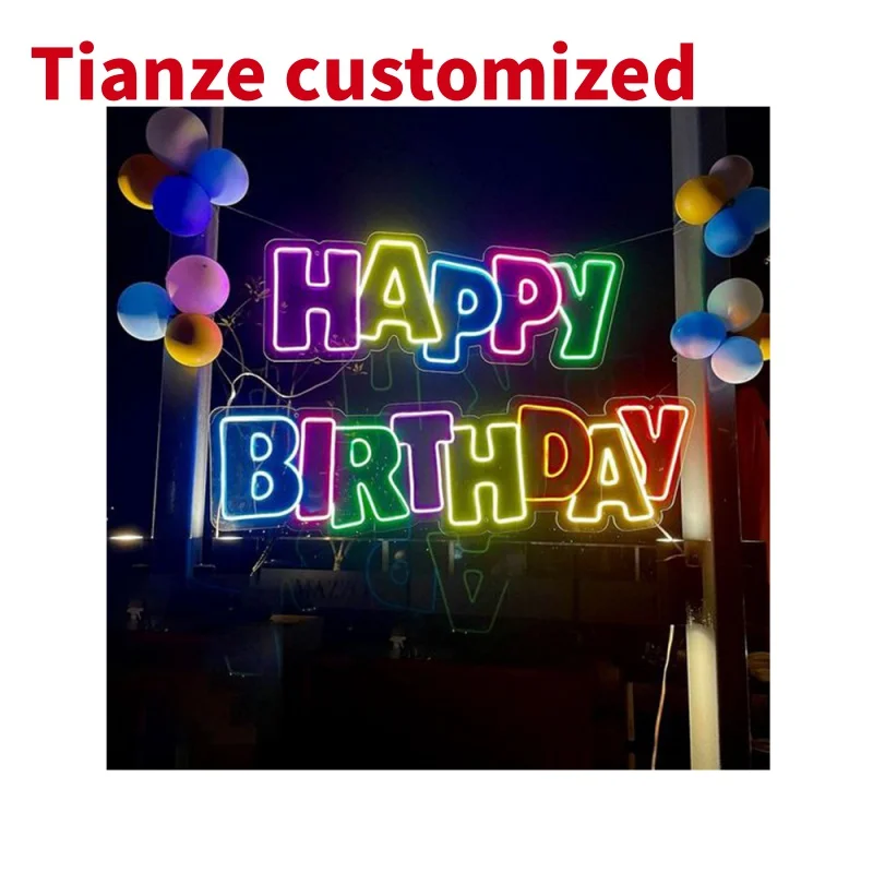 (Customized) winbo customized neon signs led neon light advertising use flex Happy Birthday Neon