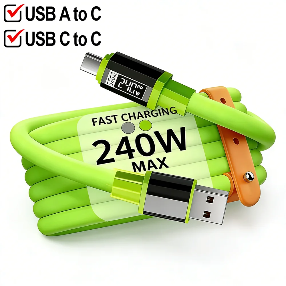 240W USB-C Fast Charging Cable USB A to C & USB C to C Quick Charge Cord PD Date Wire For iPhone Samsung Xiaomi Huawei OPPO VIVO