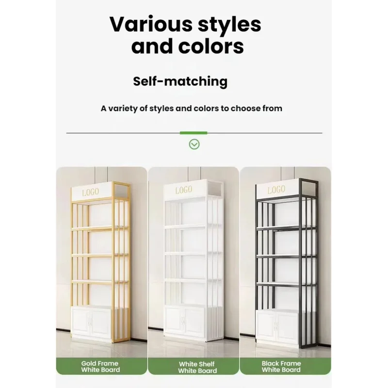 custom.Modern Upgraded Version 60cm Wide Single-Sided Golden White Wooden Metal Shelf Heavy Duty Freestanding Very Stable 220cm