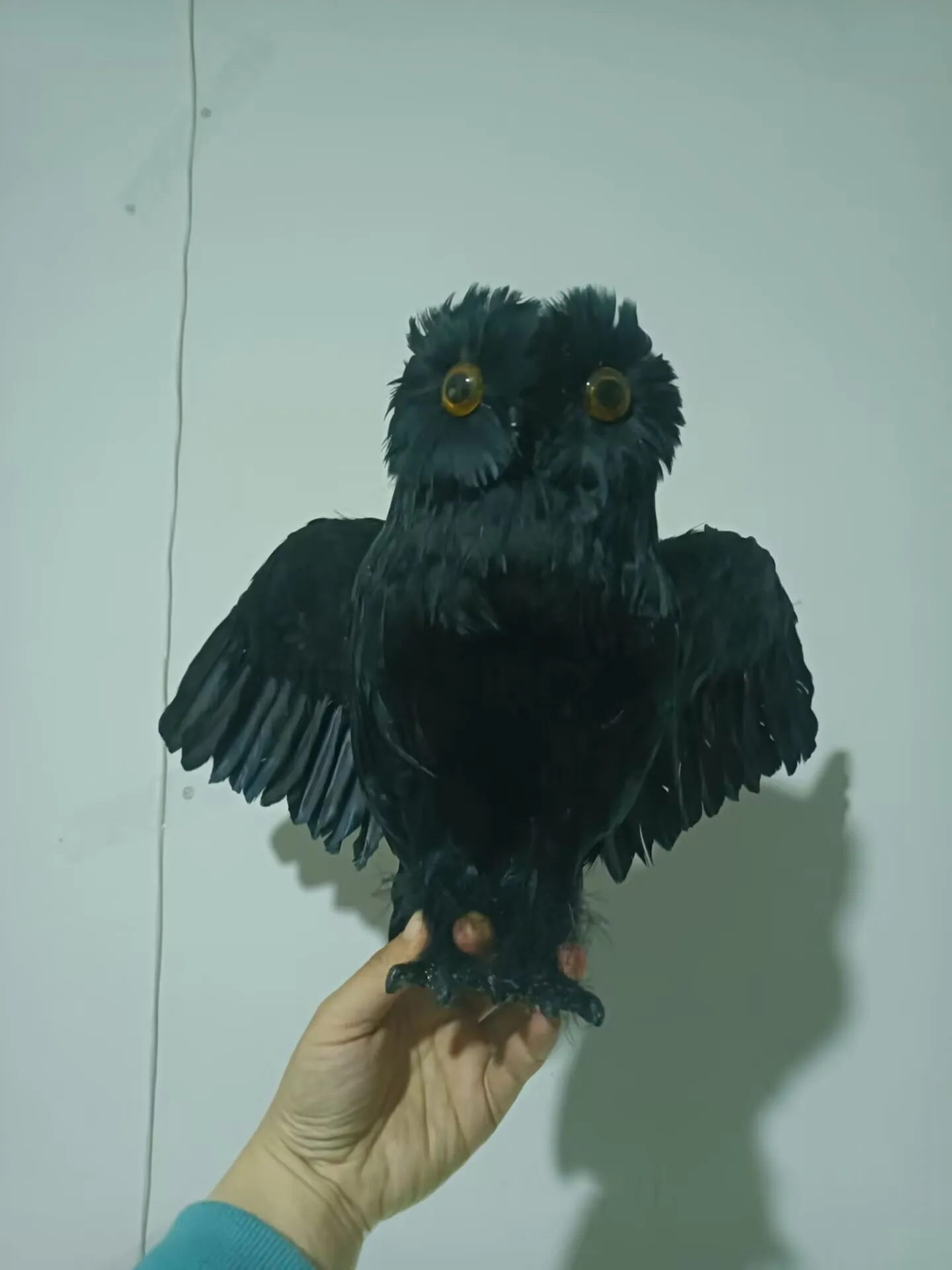 big simulation foam&feather black Owl model handicraft home garden decoration gift about 32x60cm p2682