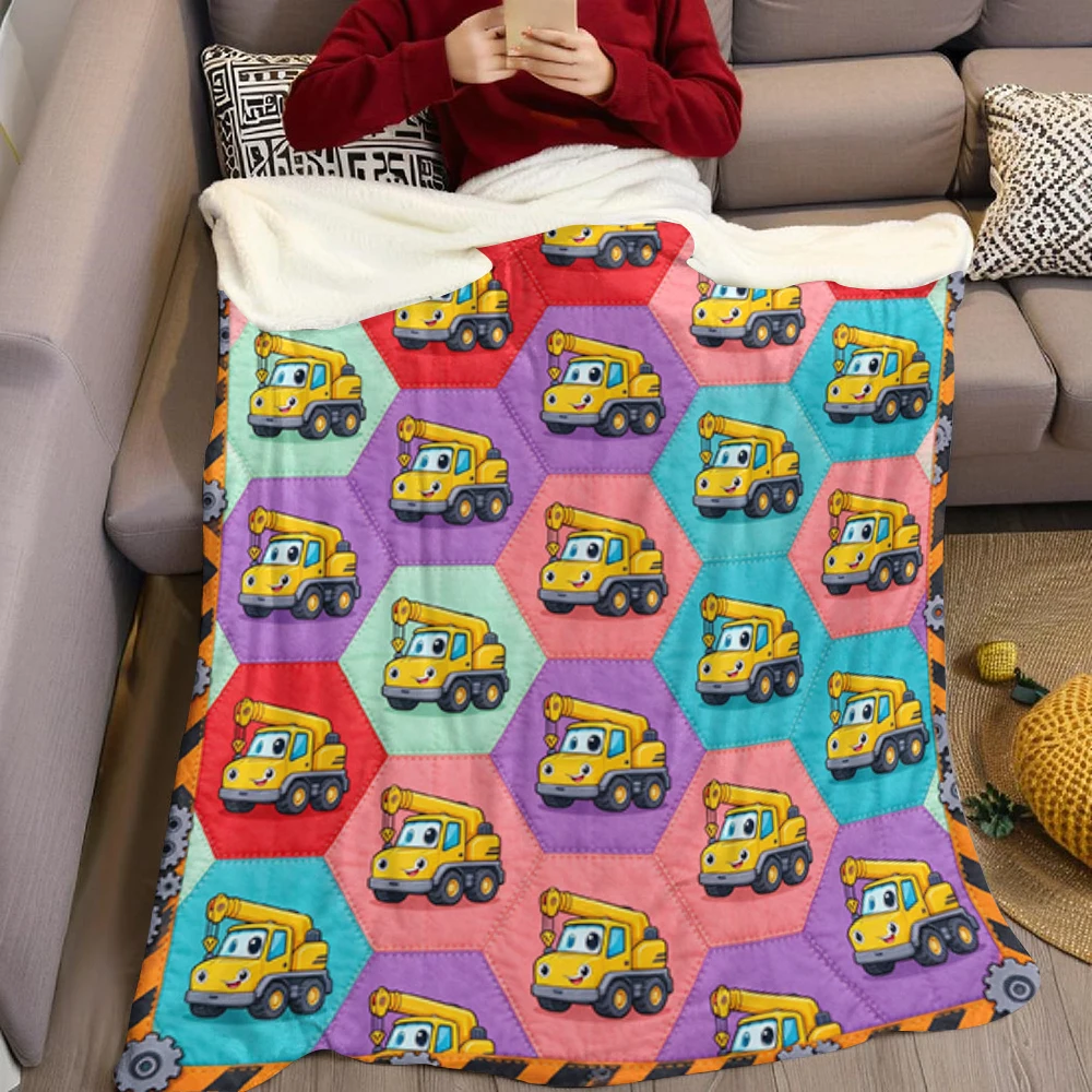 Yellow Crane Diamond Tire Flannel Blanket Perfect for Sofa Office Bed Travel Sleep Read Relax Camping Four Season Use