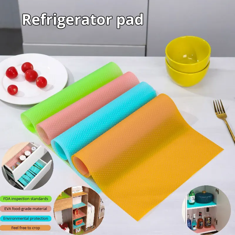 4pcs/set Anti Fouling Refrigerator Mat Anti Mold Suitable For Dining Tables Drawers Cabinets Can Be Cut For Multiple Purposes