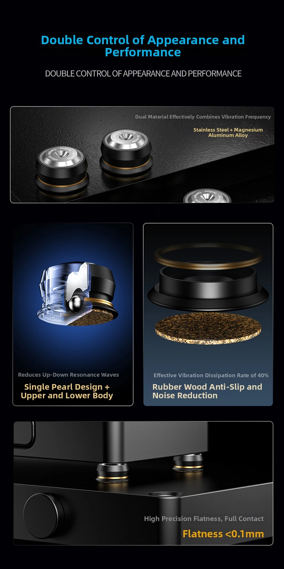 NEUE Siliziumnitrid-Keramikkugel Audio-Isolationsfüße, Stoßdämpfende Lautsprecher- & Subwoofer-Matte für Verstärker, CD, HIFI Basskanonen-Fußpolster – Detail 2
