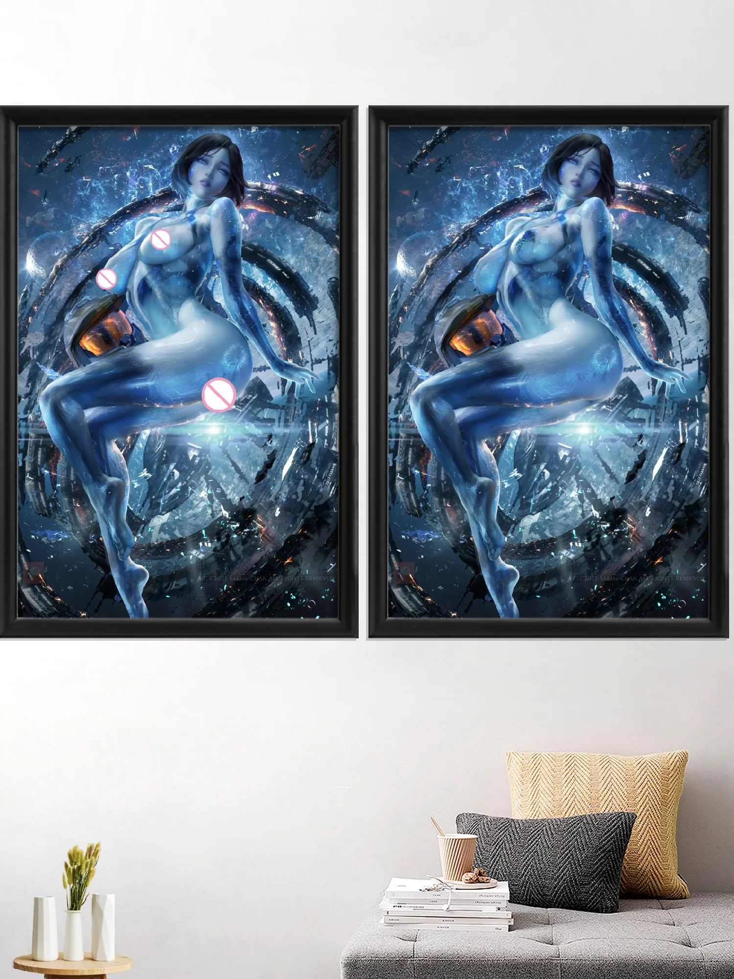 

Cortana-Anime Game Art-Poster for Living-Bedroom, Home Silk, Custom Decoration, Wall Decor, Picture Prints, Sexy Nude Girl