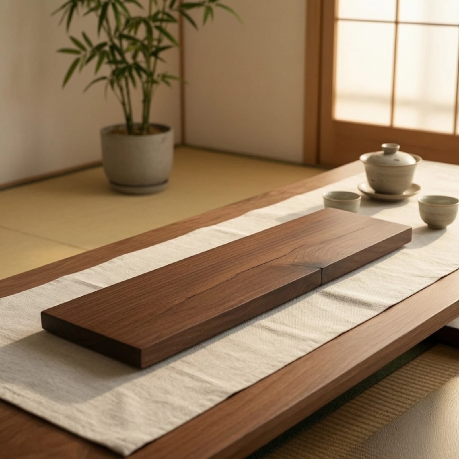 Dry Tea Tray Sleek-Profile Walnut Tea Tray Rectangle Platter Hand-Finished Multi-Purpose for Minimalists