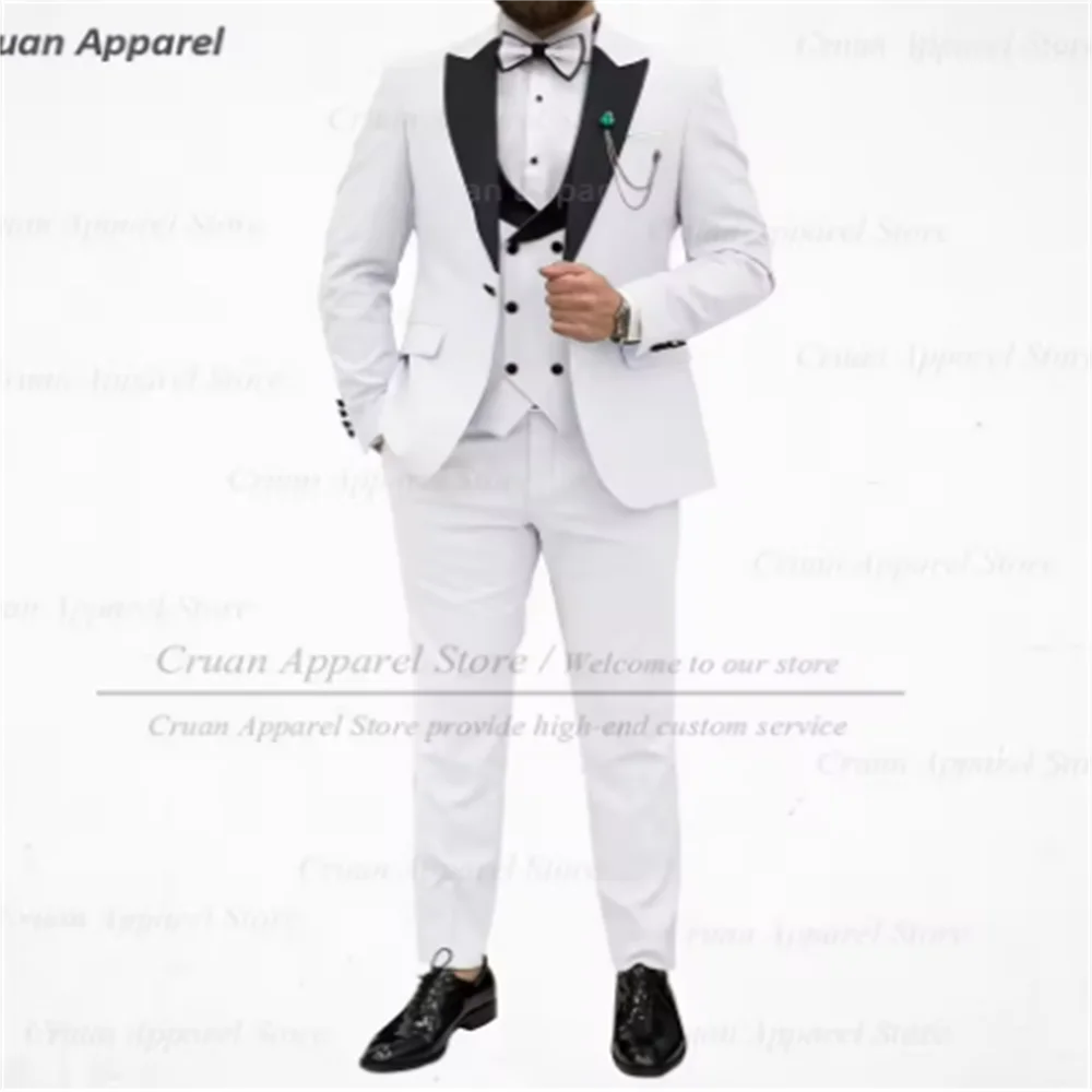 

Peak Lapel Blazer Double Breasted Vest Pants 3 Pieces Business Clothing Classic Beige Men Suits Set Slim fit Prom Wedding Tuxedo
