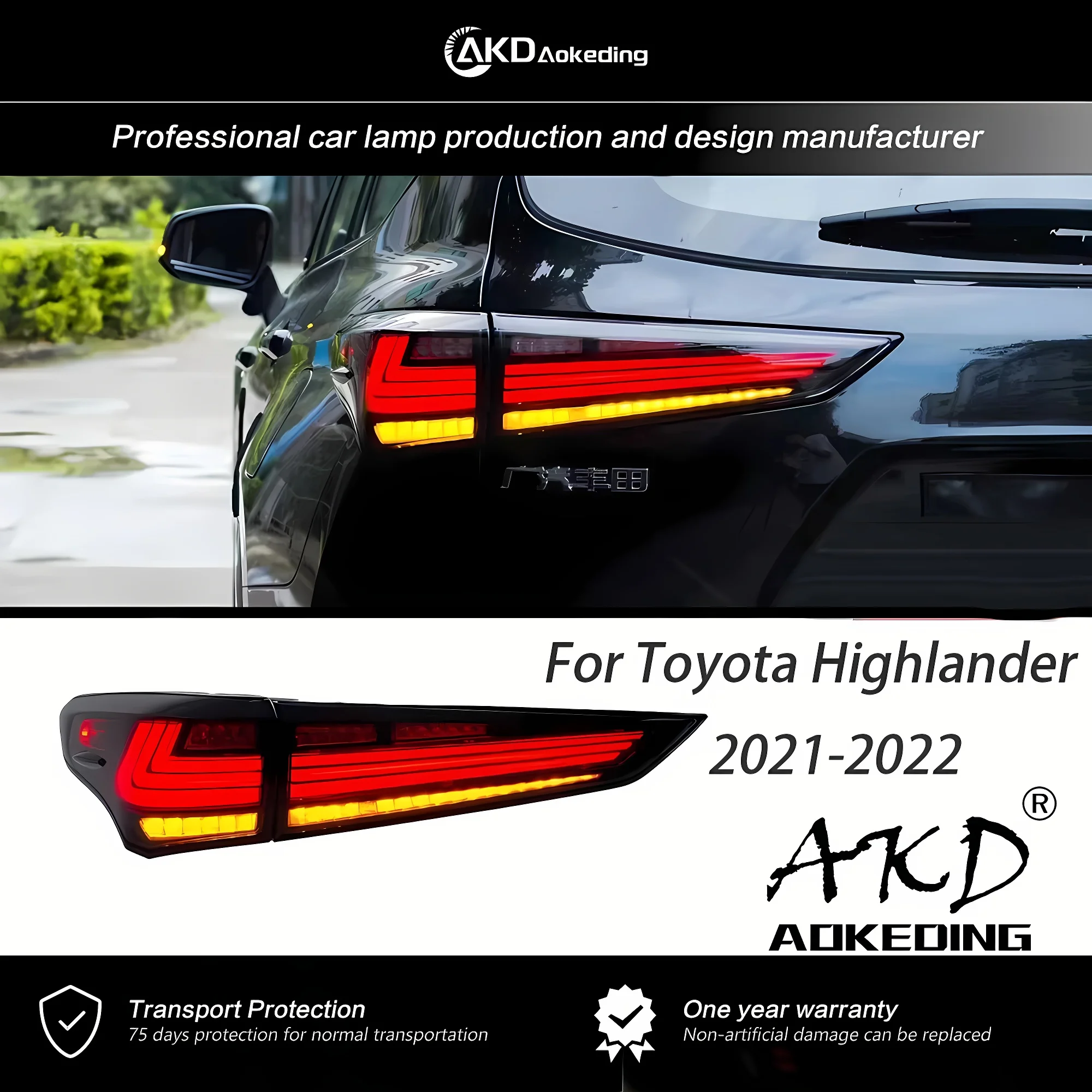 AKD Tail Lamp for Toyota Highlander LED Tail Light 2022 Lexus Design Rear Lamp DRL Dynamic Signal Assmbly Upgrade Accessories