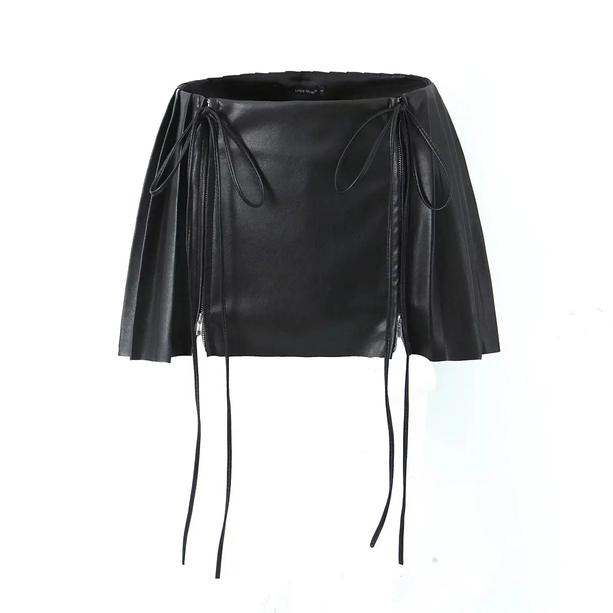 

Harajuku skirt kawaii y2k clothes faux leather skirts for woman black mini skirt PU leather high waist pleated skirt with shorts