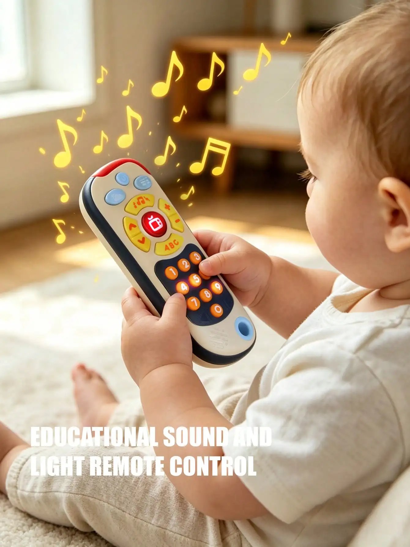 1Pcs Baby Tv Remote Control Toy with Light & Musical Sound, Multifunctional Early Educational Number Learning Pretend Play Toy