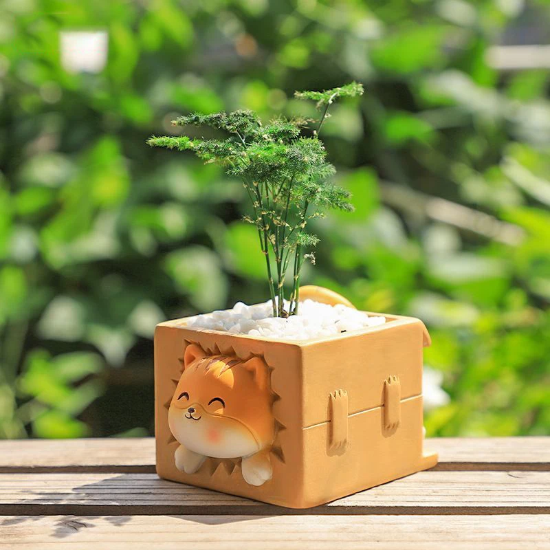 Mini Naughty Kitten Planter for Succulents Cactus Air Plants, Cartoon Cute Cat Flower Pot, Decorative Figurine Tabletop Decor