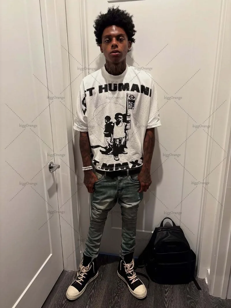 

Свободная повседневная уличная одежда в стиле хип-хоп, модная летняя хлопковая футболка с короткими рукавами в готическом стиле в стиле ретро в стиле Харадзюку с буквенным принтом, мужская футболка большого размера