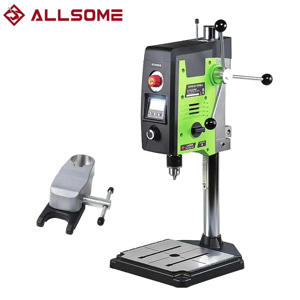 ALLSOME 800W Variable Speed Tabletop Drill Press Drilling Machine with Laser and Worklight BG-518801