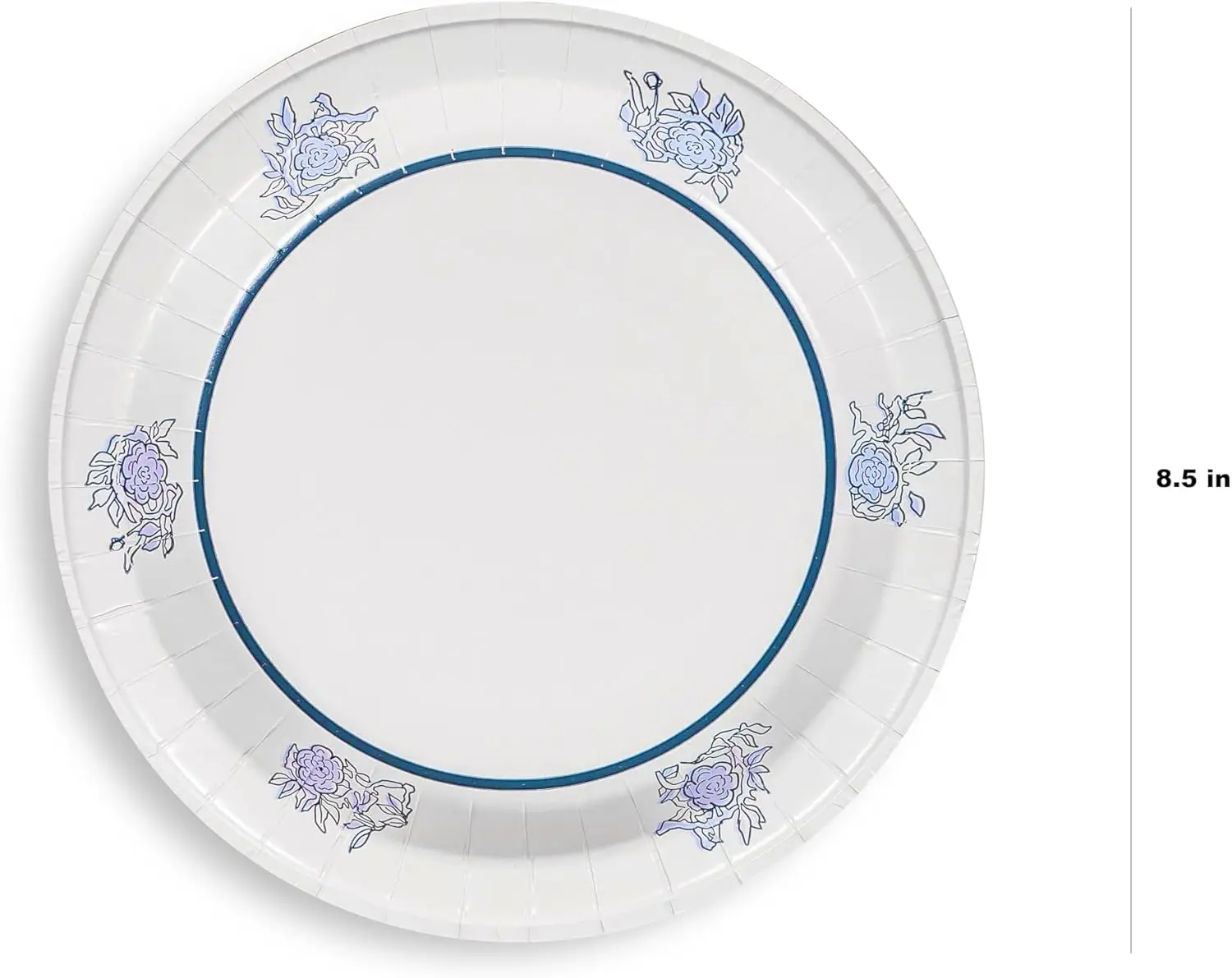 8.5 Inch Paper Plates, Blue Floral Printed Disposable Plate, 504 Count (12 Packs of 42 Plates)