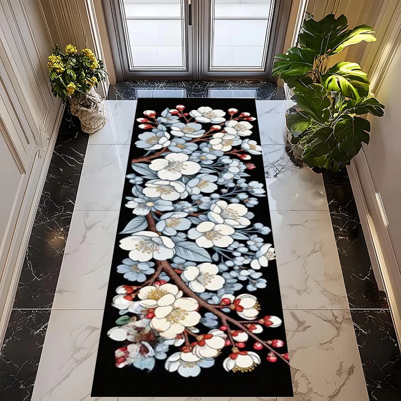 Creative 2D Glowing Purple Jellyfish Runner Rug Deep Ocean Corridor Floor Mat