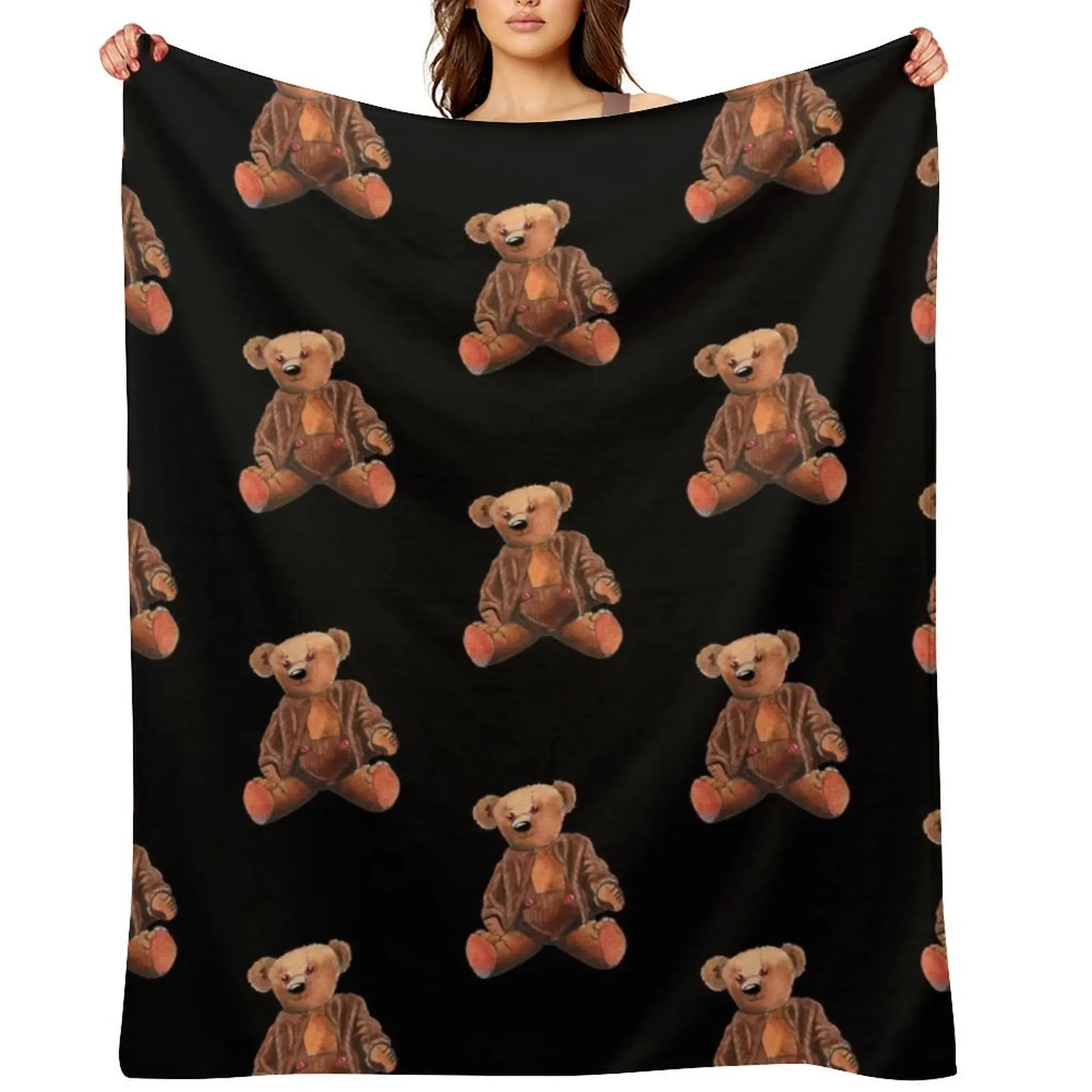 

teddybear Throw Blanket For Sofa Thin Sofas Picnic Multi-Purpose Blankets