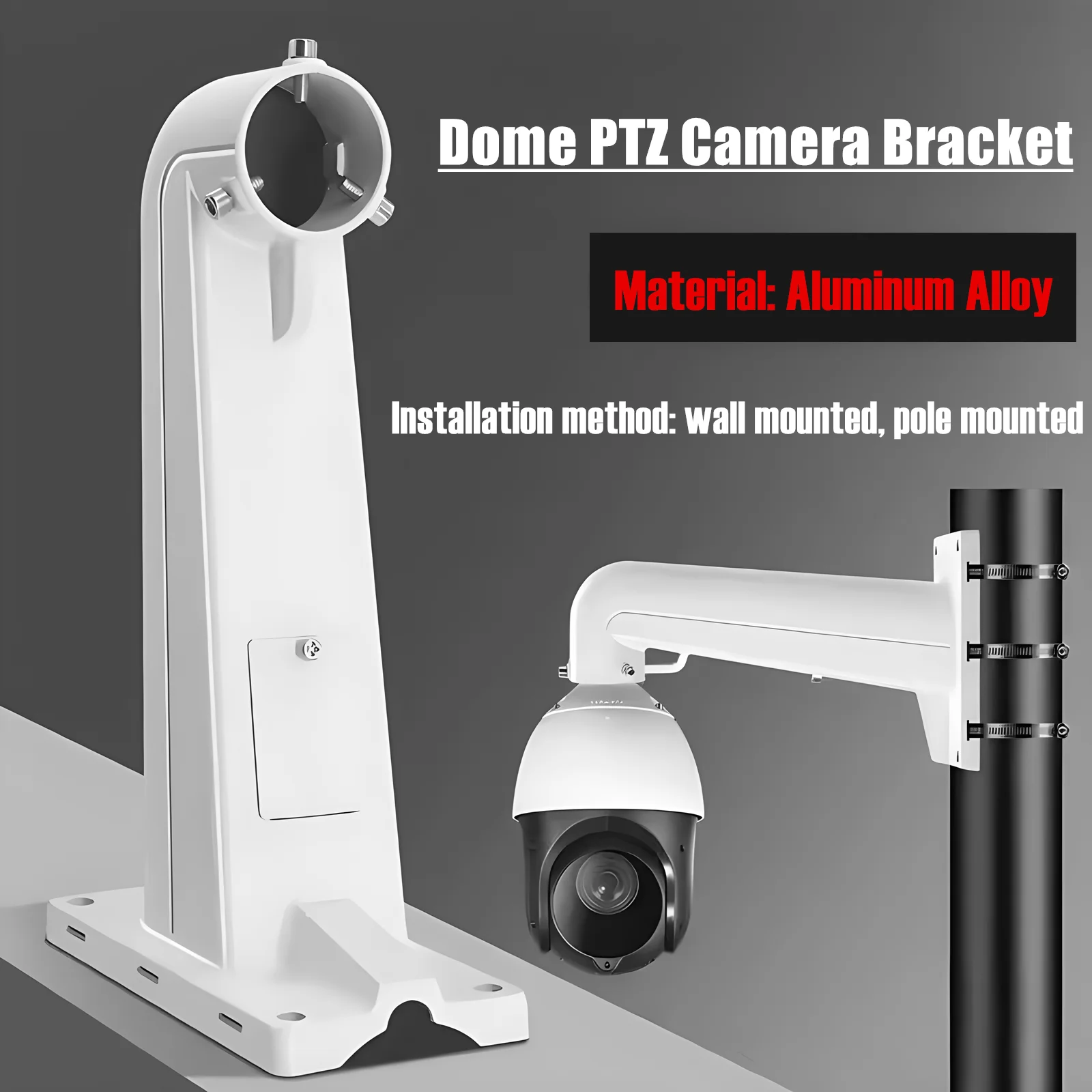 

Aluminum Alloy Waterproof Pole Mount/ Wall Mount Bracket Ball Machine Support CCTV Camera Bracket for High Speed Dome PTZ Camera