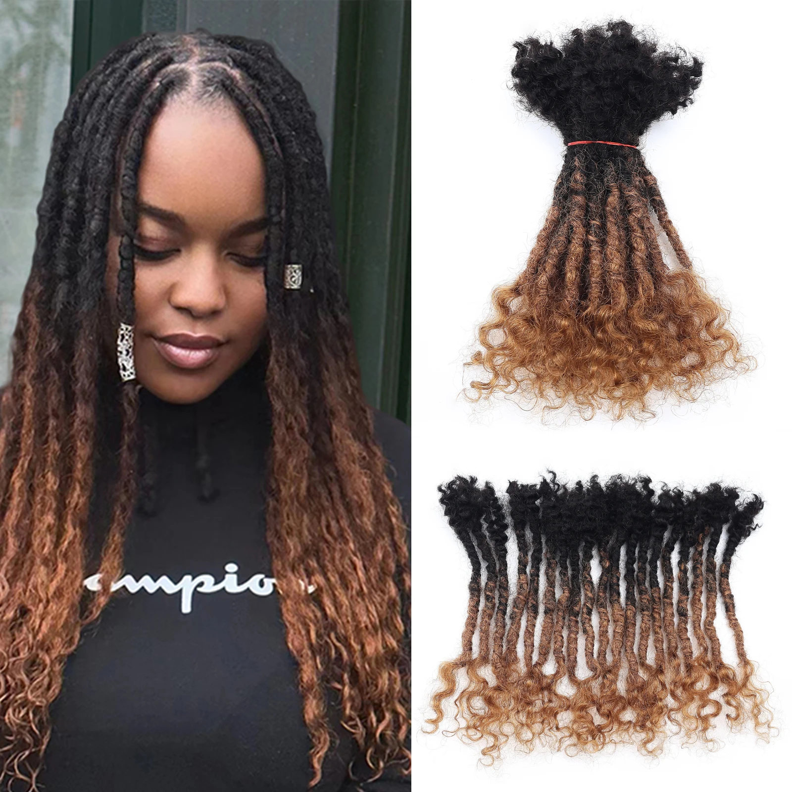 20 unidades/paquete ANNA 6-30" 0,8 cm #   Extensiones de cabello Remy 1B/30, estilos de rastas, Lisa Locs brasileños para principiantes
