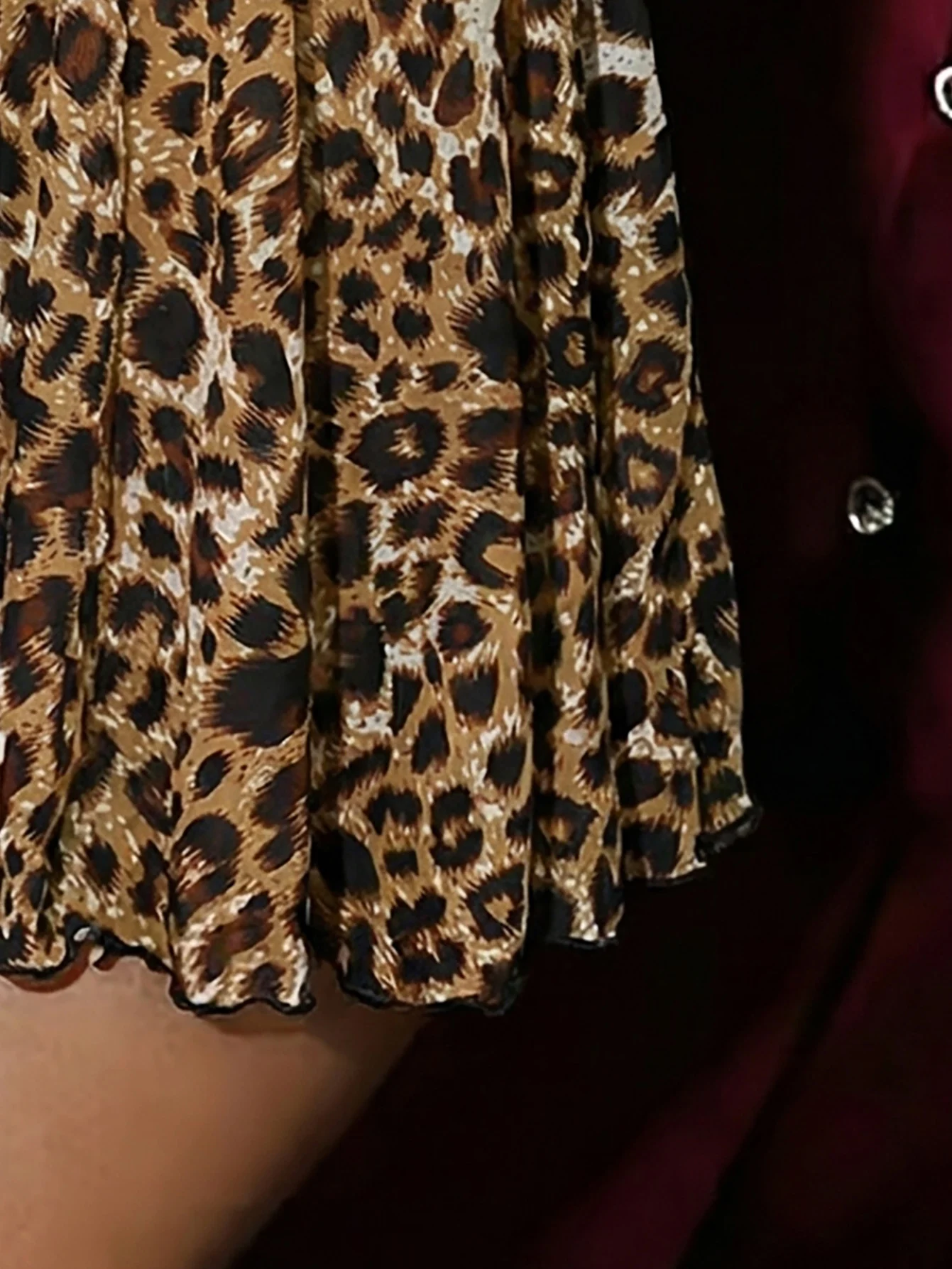 Women's Sexy Leopard Print Babydoll Nightdress with Black Lace Trim, V-Neck Spaghetti Strap Chemise Lingerie Sleepwear, Honeymoo 4